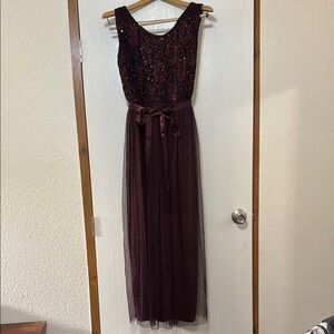 Chic Burgundy Maxi Dress with Sequin Detail